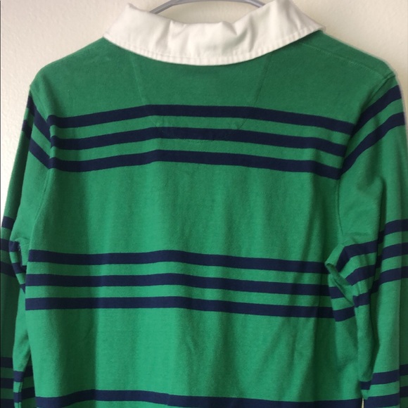 Navy and Green Long sleeve Striped Rugby Top - Picture 3 of 4
